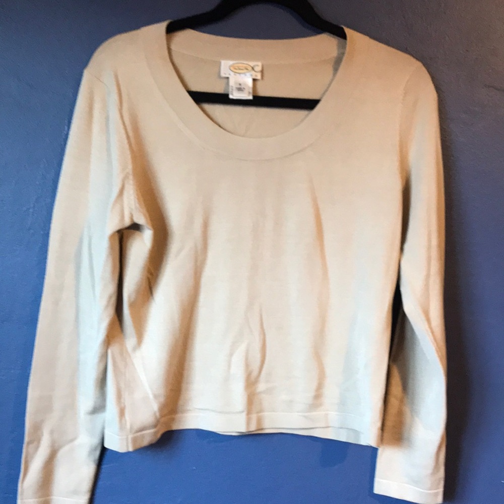 Talbot's tan silk sweater.